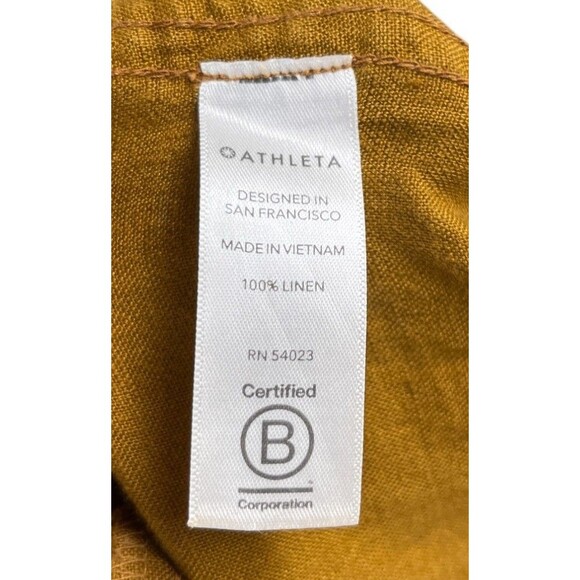 Athleta Pants Women's Size 2 Yellow Cabo 100% Linen Jogger Zipper Pockets - Picture 7 of 7
